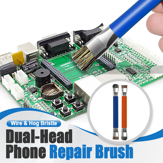 Dual-Head Phone Repair Brush with Wire & Hog Bristle
